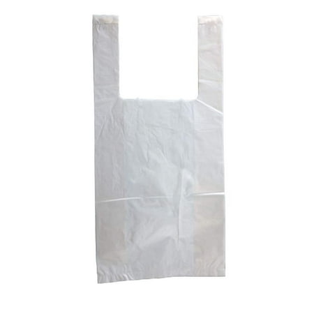 500 Pack Plastic Bags 20x10x36 White Plain Carry Out T Shirt Bag Reusable Unprinted Ping Handled Polyethylene For Groceries Clothes