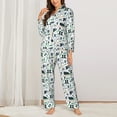 thumbnail image 2 of Yiaed Modern Industry Print Pajamas Women's Long Sleeve Sleepwear Soft Button Down Loungewear Pjs Lounge Set Nightwear Womens Pajama Pants-XX-Large, 2 of 7