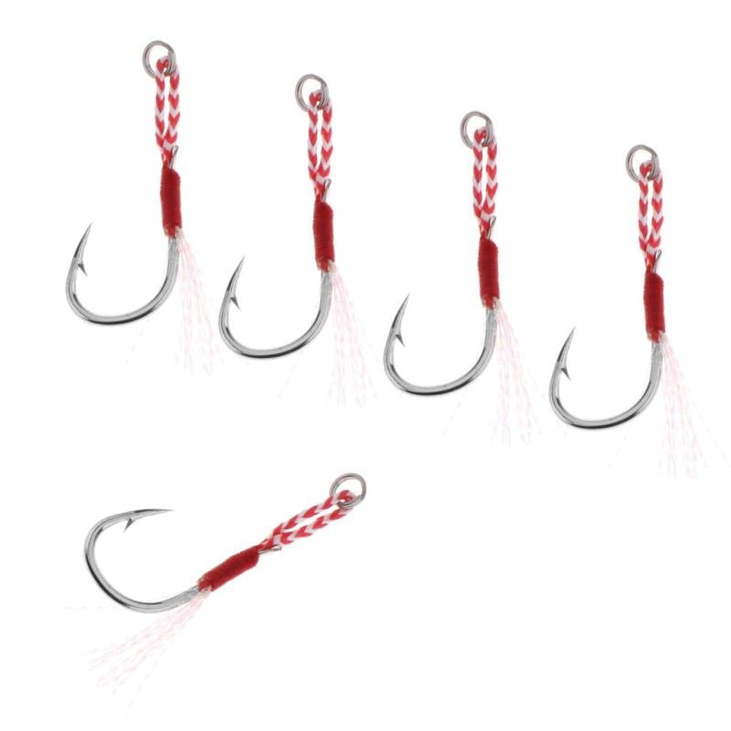 5Pcs Fishing Jig Hooks Worm Hooks Barbed Hooks Assist Hook Line Tackle Tool 