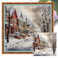 thumbnail image 1 of (14CTABB-343__C__ 50x50) Hilo algodón ecológico bordado 14CT 2 hebras impresión 50*50cm escena nieve callejera kit serie paisaje punto cruz, 1 of 9