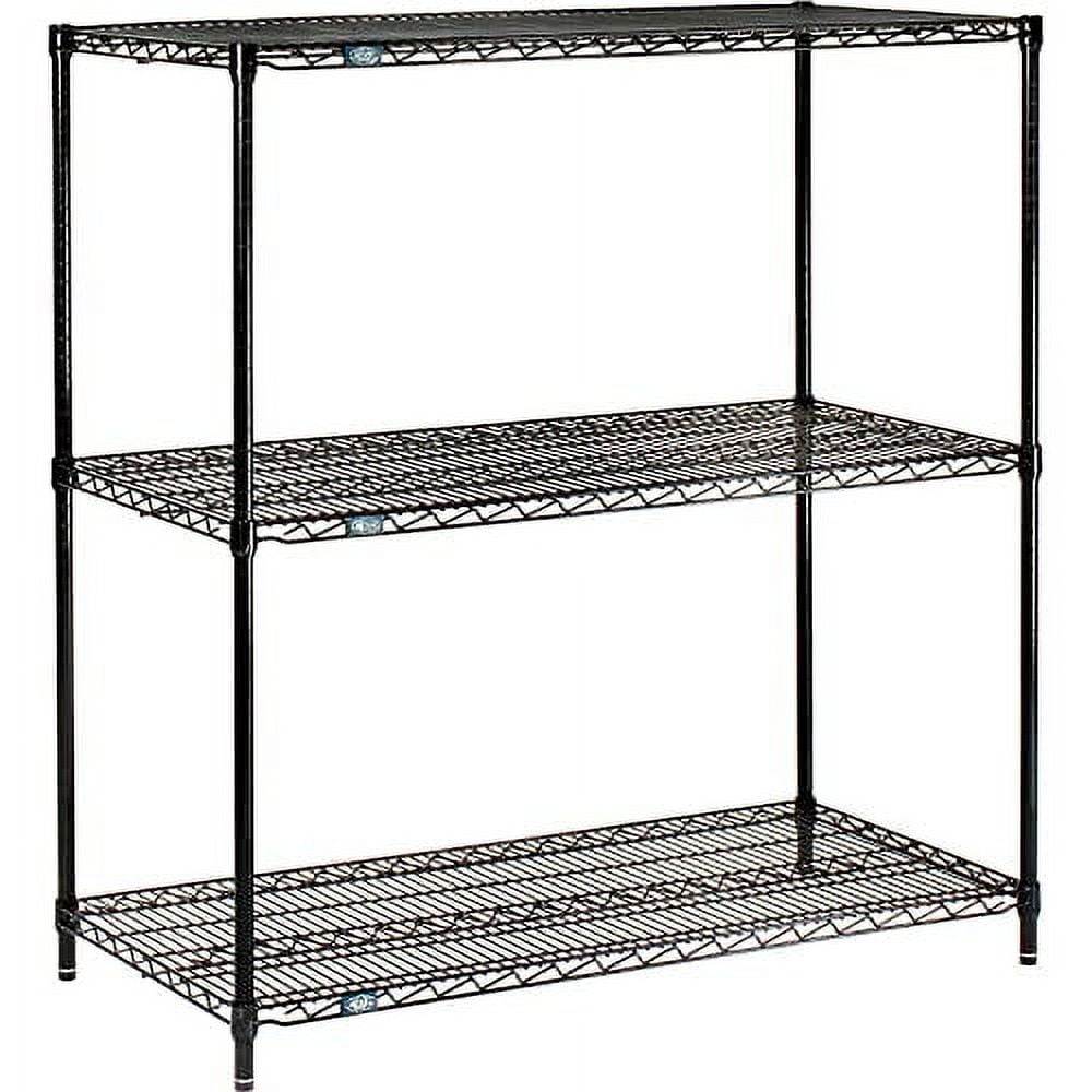 Nexel Black Epoxy, 3 Tier, Wire Shelving Starter Unit, 36"W x 24"D x 34"H