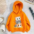 thumbnail image 6 of Qingpeng Girls Cartoon Cat Print Hoodie Long Sleeve Pullover Casual Hooded Sweatshirt for Fall, 6 of 7