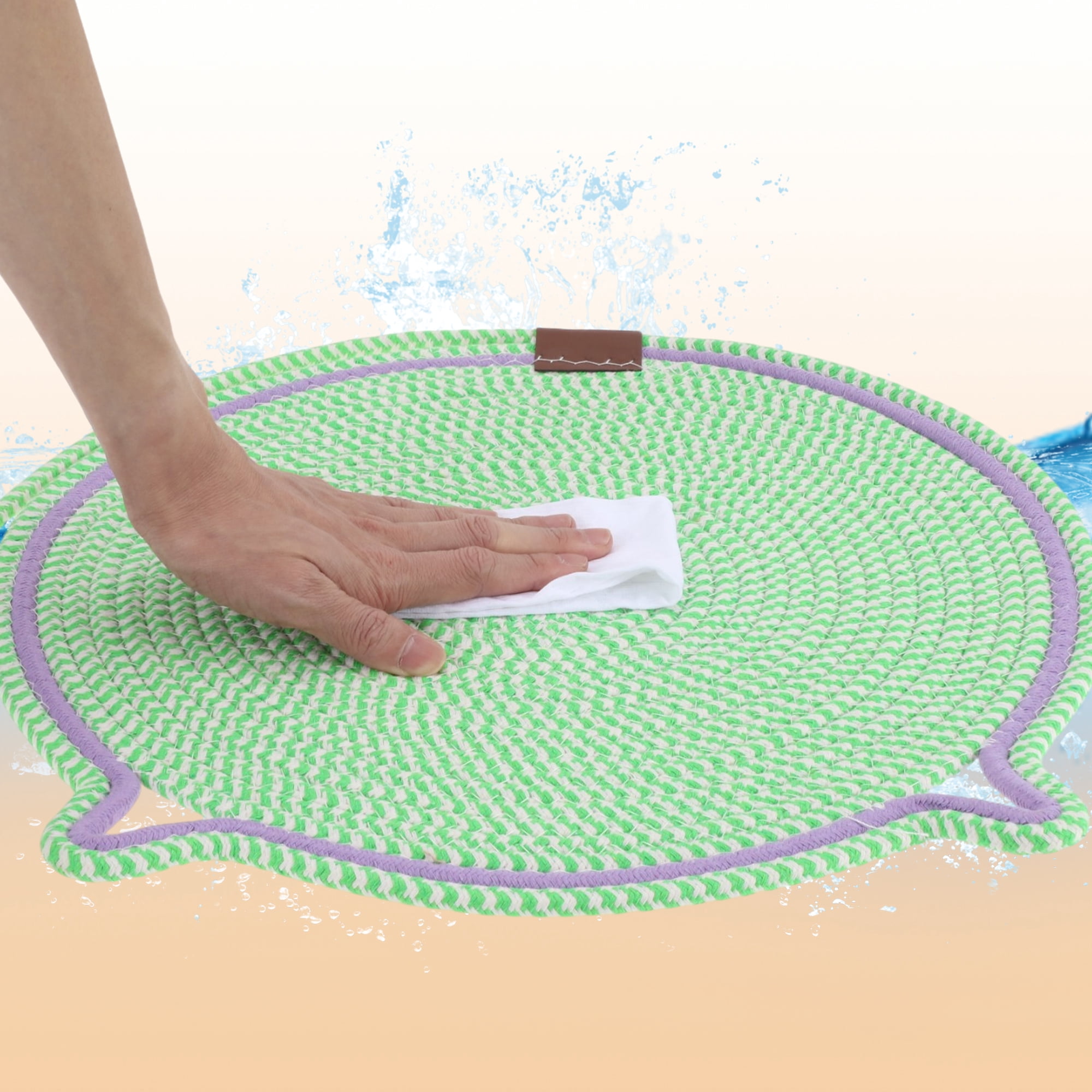 Unique Bargains Cat Scratcher Mat with A Cat Ball Cotton Rope Green [16.54"]