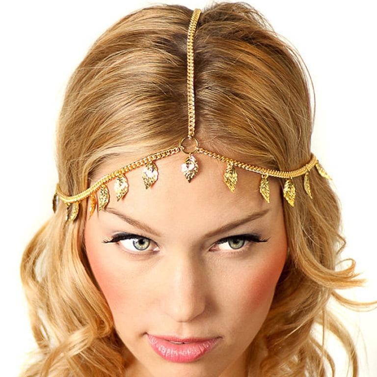 Boho Gold Tassel Hair-clip Amazon.com : Sakytal Boho Gold Head Chain Daisy Flower  main image 4