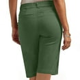 thumbnail image 3 of RPVATI Khaki Bermuda Shortswomen Casual Pull on Trendy High Waisted Shorts with Pockets Vacation Stretch Twill Walking Business Chino Shorts Green L, 3 of 8