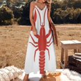 thumbnail image 3 of Hand Drawn Lobster Sleeveless Dress Loose Women's Dress Dresses Luxury Evening Dresses, 3 of 9