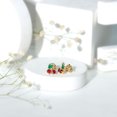 thumbnail image 4 of Rosec Jewels Natural Ruby Cherry Earrings with Emerald and Diamond (AAA Quality) - Cute Fruit Earrings - with Jewelry Box, 18K Yellow Gold, 4 of 7