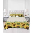 thumbnail image 2 of Quilts King Size Bedding Set, Summer Sunflowers Lightweight Quilted Comforter, Botanical Country Flowers Leaves Soft Reversible Bedspread Coverlet with Pillow Covers for All Season, 96" x 106", 2 of 7
