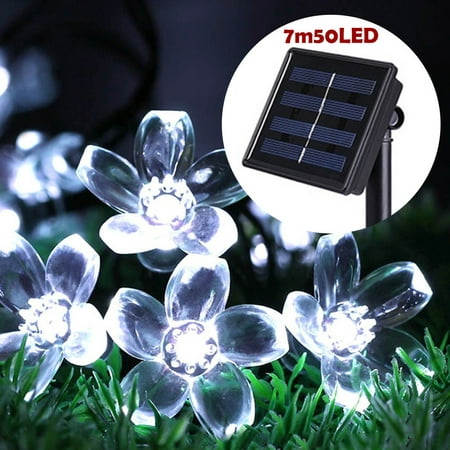 

7M 50LED Solar Powered Cherry Flowers Lights Garden Outdoor Yard Lawn Lamp Decor