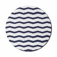 thumbnail image 1 of Navy Mouse Pad for Computers, Chevron Twisty Pattern in Nautical Style Tones Ocean Sea Life Cottage House Design, Round Non-Slip Thick Rubber Modern Mousepad, 8" Round, Indigo White, by Ambesonne, 1 of 2