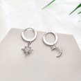 thumbnail image 2 of 1 par de pendientes Pendientes de plata S925 Pendientes con tachuelas de luna hexagrama para mujer Rojo Verde, 2 of 5