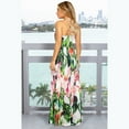thumbnail image 2 of New Women's Floral Bohemian Floral Sling Long Skirt V Neck Sleeveless Party Beach Oversized Printed Extra Long Casual Dress, 2 of 2