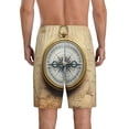 thumbnail image 4 of Lsque Magnetic Old Compass On World Map Mens Sleep Pajama Shorts,Short Pajama Pants, Cotton Ultra-Soft Knit-X-Large, 4 of 9