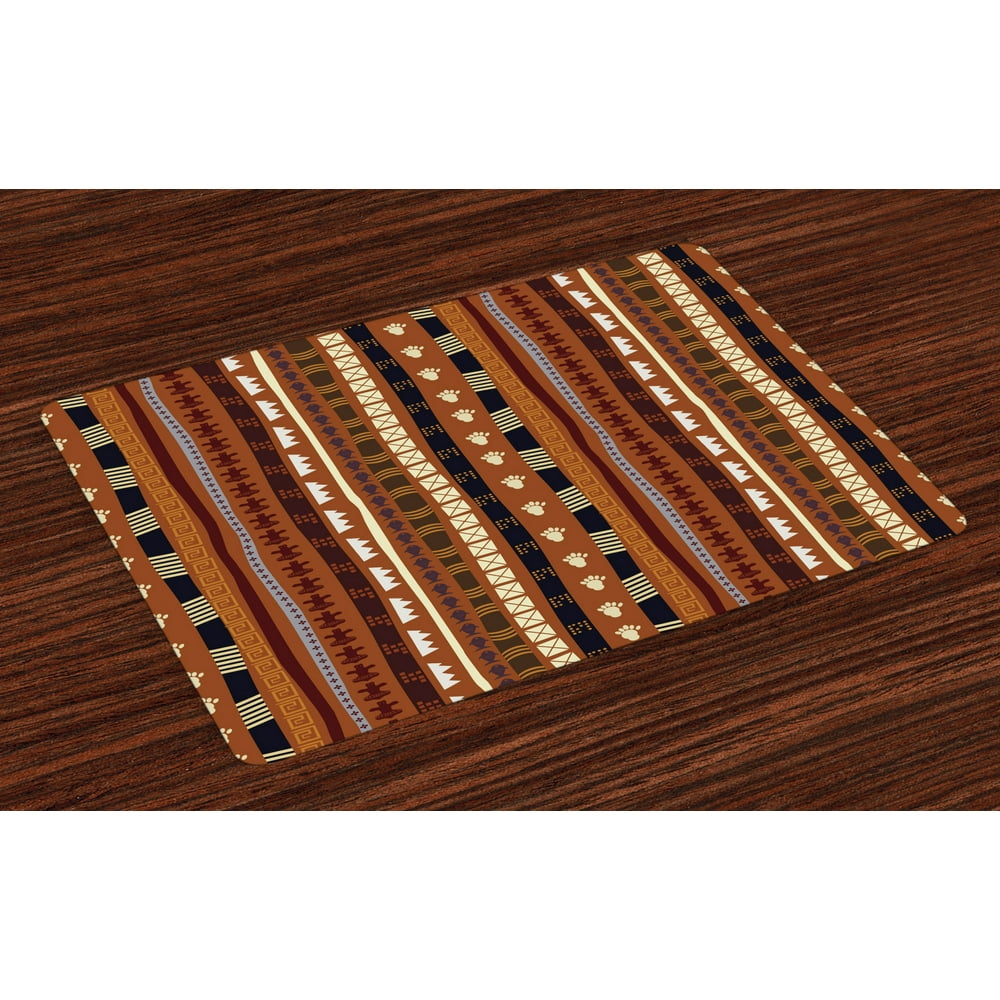 Tribal Placemats Set of 4 Ethnic African Pattern Stripes with Vintage