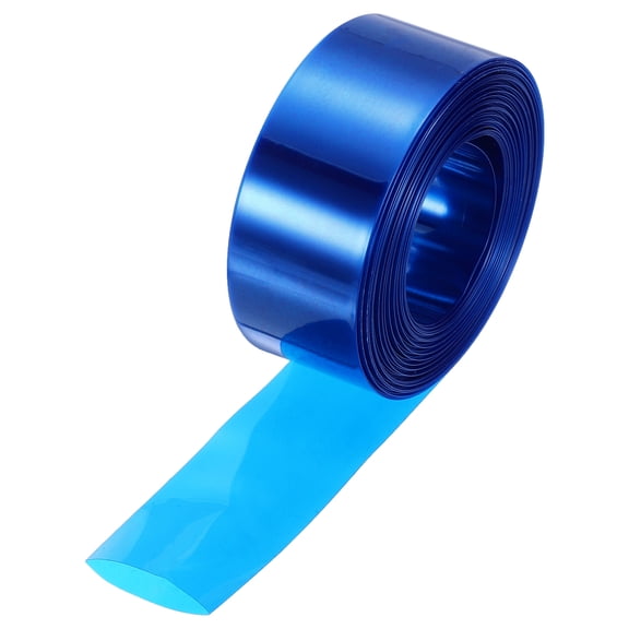 Uxcell Battery Wrap 30mm Flat 34ft Heat Shrink Tube Wraps Transparent Blue