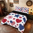 thumbnail image 2 of Manfei Minimal Hearts Stars Full Size Comforter Sets, USA Flag Bedding Comforter Set, Red White Blue, Black Reversible 3 Pieces, 1 Comforter and 2 Pillowcases, 2 of 6