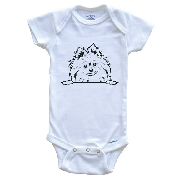Pomeranian Dog Breed Drawing Cute Baby Bodysuit, 0-3 months white