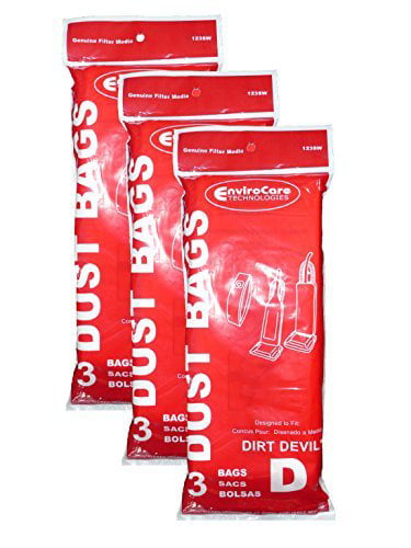 3670147001 Dirt Devil Upright Vacuum Type D Filter Paper Bags 3 Pk 