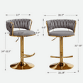Gold Bar Stools Counter Height Bar Stools with Low Back Velvet