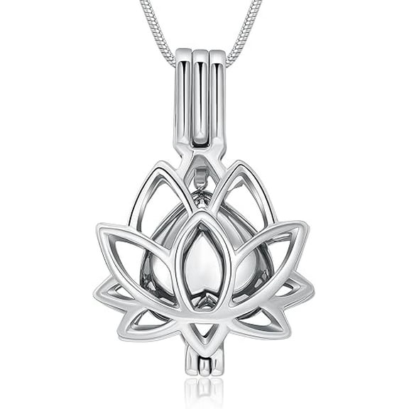 Lotus Flower Urn Necklaces for Ashes Stainless Steel Memorial Cremation Jewelry Ash Pendant Necklaces Mini Urn Keepsake Ash Jewelry for Men Women
