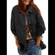 thumbnail image 3 of Chaqueta Vaquera para Mujer, Desgastada, de Larga, de Gran Tamaño, Estilo Camionero. Negro XL, 3 of 9