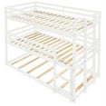 thumbnail image 4 of Triple Bunk Bed, Floor Bed with Safety Guardrail, Wood Bed Frame with Climbing Ladder, Easy to Assemble, Saving Space, Bed Bedroom Storage Guard Rail Ladder for Teens, Boys or Girls,White, 4 of 5