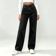 thumbnail image 2 of AherBiu Juniors Jeans for Women Straight Leg High Waisted Streetwear Loose Fitted Denim Pants Trousers with Pockets, 2 of 5