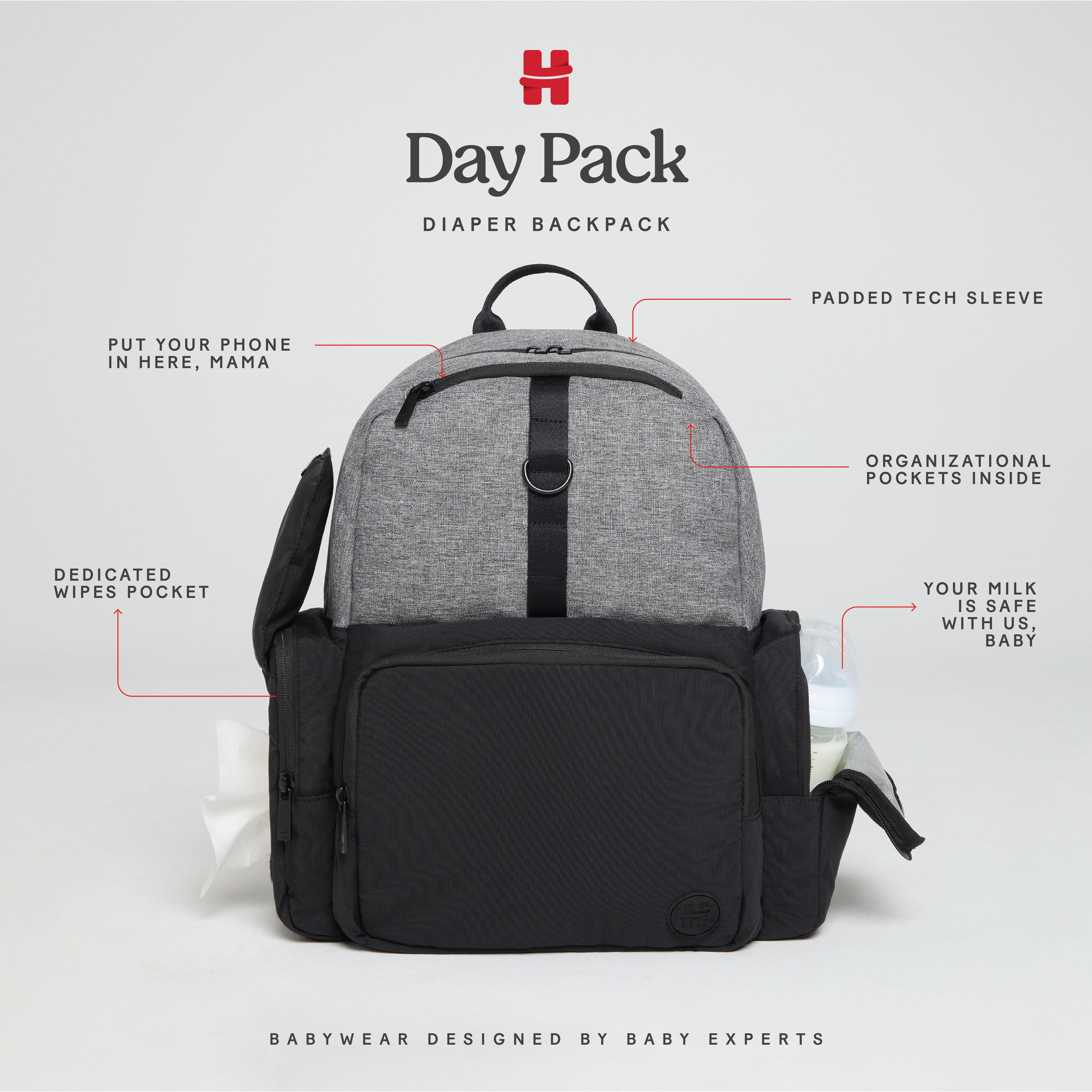 Huggies Day Pack Diaper Bag, Gray Heather