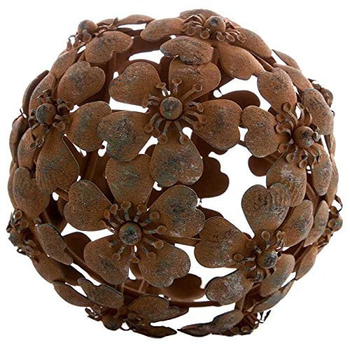 Antique Rusty Metal Flower Decorative Sphere