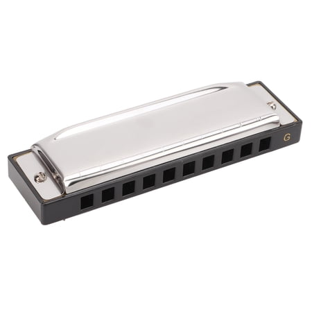 Riousery G Key Harmonica 10 Hole 20 Tone Mouth Organ Rust Corrosion Proof Portable Harmonica for Beginner Children Silver Premium Diatonic Wind Instrument 10 Holes / 25.4 cm