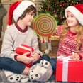 thumbnail image 4 of Farfi Christmas Fake Lollipop Prop Large Simulation Candy Decoration Red Green Peppermint Lollipop with Faux Fur for Xmas Party Supplies(3pcs), 4 of 13