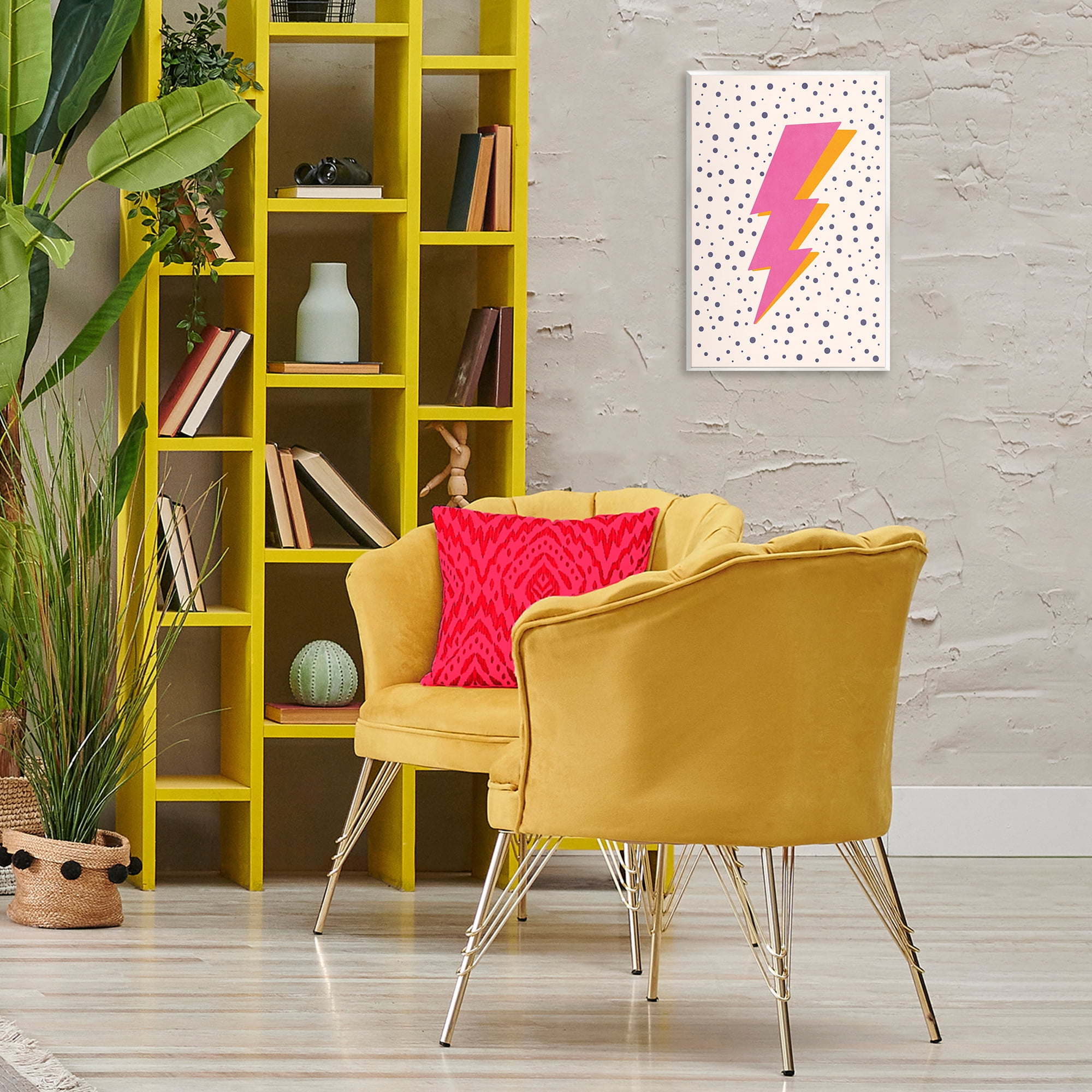 Stupell Industries Pink Dotted Lightning Bolt Abstract Painting Unframed Art Print Wall Art, 13 x 19