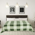 thumbnail image 2 of Unique Bargains Plush Buffalo Reversible Plaid Flannel Fleece Blanket, King, Green White, 2 of 8