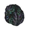 thumbnail image 2 of Kdxio Lavender Flowers Print Shower Cap for Women,Elastic and Reusable,Double Waterproof Layers Bathing Hat, 2 of 9