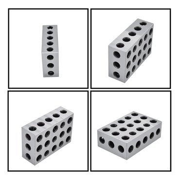 Ultra Precision 2x4x6 Inch Steel Blocks - 23 Holes, 0.0002" Accuracy For Milling & Inspection Work