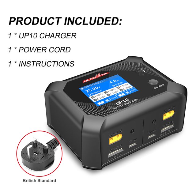 Cargador rápido de batería digital inteligente AC100W DC200W para Lipo LiHV LiFe NiMh PB (Reino Unido) Ehuebsd libre de BPA