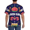 thumbnail image 3 of Bixox Men's Happy Mardi Gras Printed Short Sleeve Skinny Athletic T-Shirt, 3 of 6