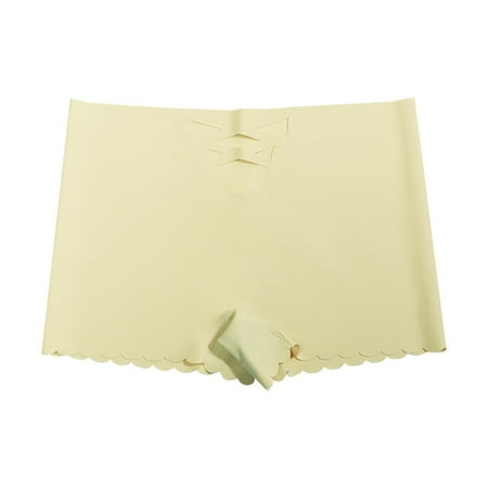 MZXELPRJD Womens Underwear Women s Briefs Female Non Pants Female Ice Silk Buttocks Lady Panties Panties for Women Pack Yellow L
