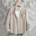 thumbnail image 2 of Mens Shirts Spring Summer Breathable Long Sleeve Button Down Band Collar Work Shirts Beach Shirt, 2 of 8