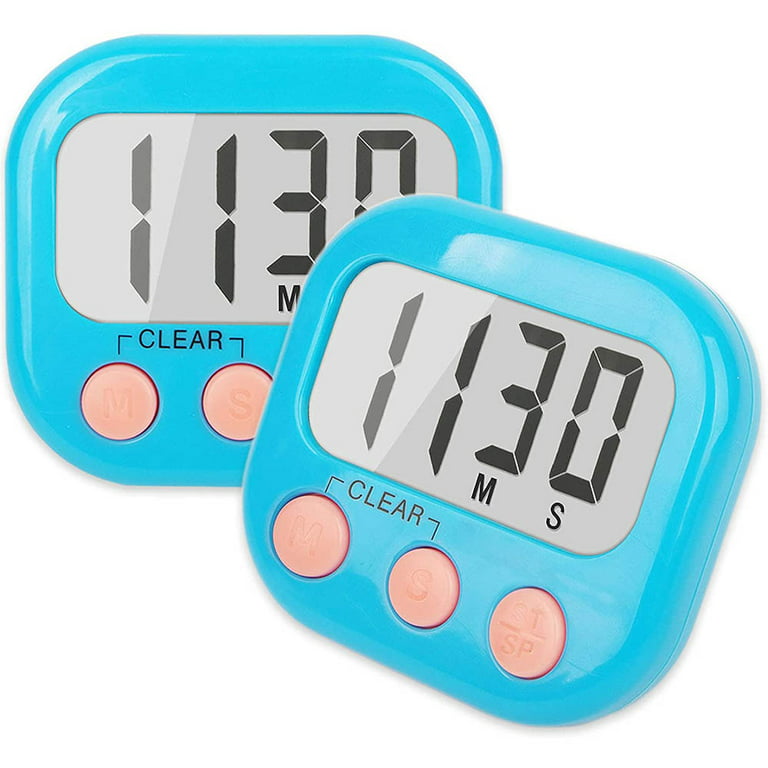 SKYCARPER 2pc Digital Kitchen Timer - Stopwatch Count Up and Down Digital Kitchen Timer for Cooking Big Digits Loud Alarm Magnetic Backing Stand Cooking Timers