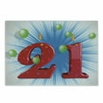 thumbnail image 1 of 21st Birthday Cutting Board, Blue and White Colored Abstract Backdrop with the Party Balloons, Decorative Tempered Glass Cutting and Serving Board, Small Size, Pale Green and Red, by Ambesonne, 1 of 1