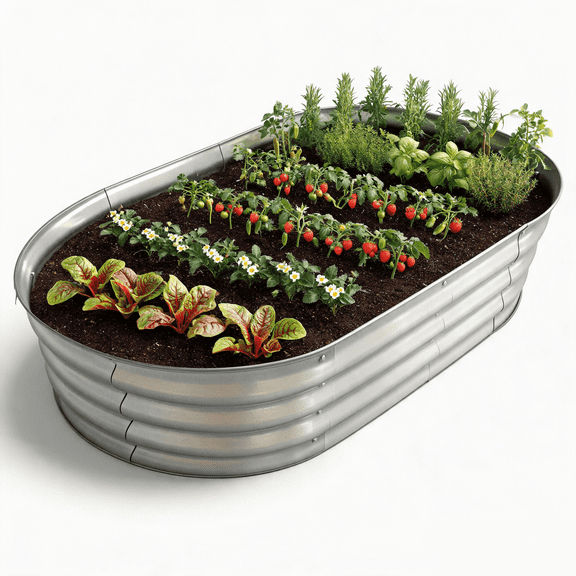 Auroral Zone 4x2x1ft Galvanized Raised Garden Bed Outdoor Metal Planter Box for Vegetables Flowers Herbs, Silver
