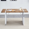 thumbnail image 3 of Natural Wood Grain MDF Dining Table - 55"x31.5" Stable Design.Suitable For Various Modern Home Decor Styles.Splicing structure design,Wood Textured Desktop,White Marble Patterned Table Legs.97253, 3 of 16