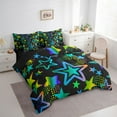 thumbnail image 4 of Feelyou Dreamy Stars Graffiti Twin Bedding Sets 7-Piece for Kids, Black Blue Cartoon Bedding Comforter Set, Fashion Love Heart Reversible Sheet Sets, Ultra Soft Bedroom Decor, 4 of 9