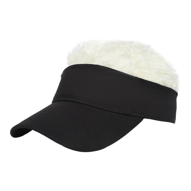 Peluca de cabello humano Prolriy con visera ajustable y peluca, gorra de béisbol de moda para hombres y mujeres, visera para el cabello, sombreros de peluca para hombres, beige