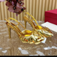 thumbnail image 1 of 2025 New Baotou Rose High Heels with One Button High Quality Sandals Elegant Banquet Gold Summer Party Shoes, 1 of 5