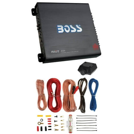 BOSS AUDIO R2504 1000W 4 Channel Car Amplifier Power+Remote+8Ga Amp Install Kit
