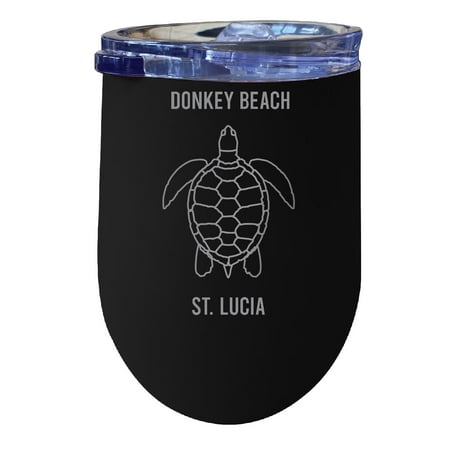

Donkey Beach St. Lucia 12 oz Black Laser Etched Insulated Wine Stainless Steel