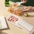 thumbnail image 3 of 1 Set Ice Cube Tray with Ice Shovel 28 Grids Foldable Lid Press Demoulding Stackable Low Temperature Resistance DIY Ice Tray for Kitchen, 3 of 8