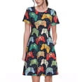 thumbnail image 1 of Balery Retro Video Game Vestidos sueltos de manga corta para mujer, vestidos de verano 2025, vestidos casuales de corte A con vuelo., 1 of 6